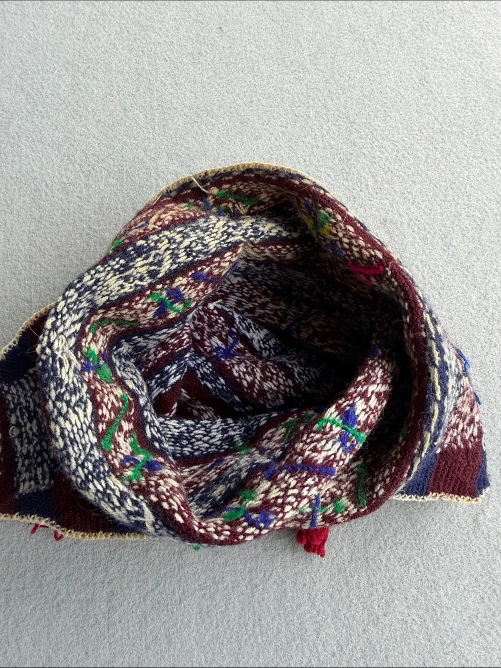 Kids Earflap Knit Hat in Burgundy and Navy